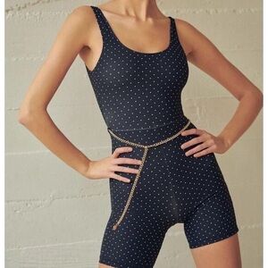 We Wore What Black with White Dot Scoop Neck Bodysuit‎ Size S